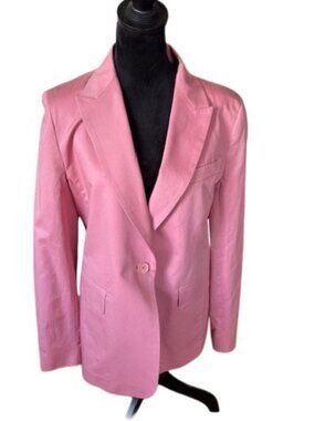 Max Mara Weekend Pink Single Breasted Cotton/Linen Blend Blazer EUC 14